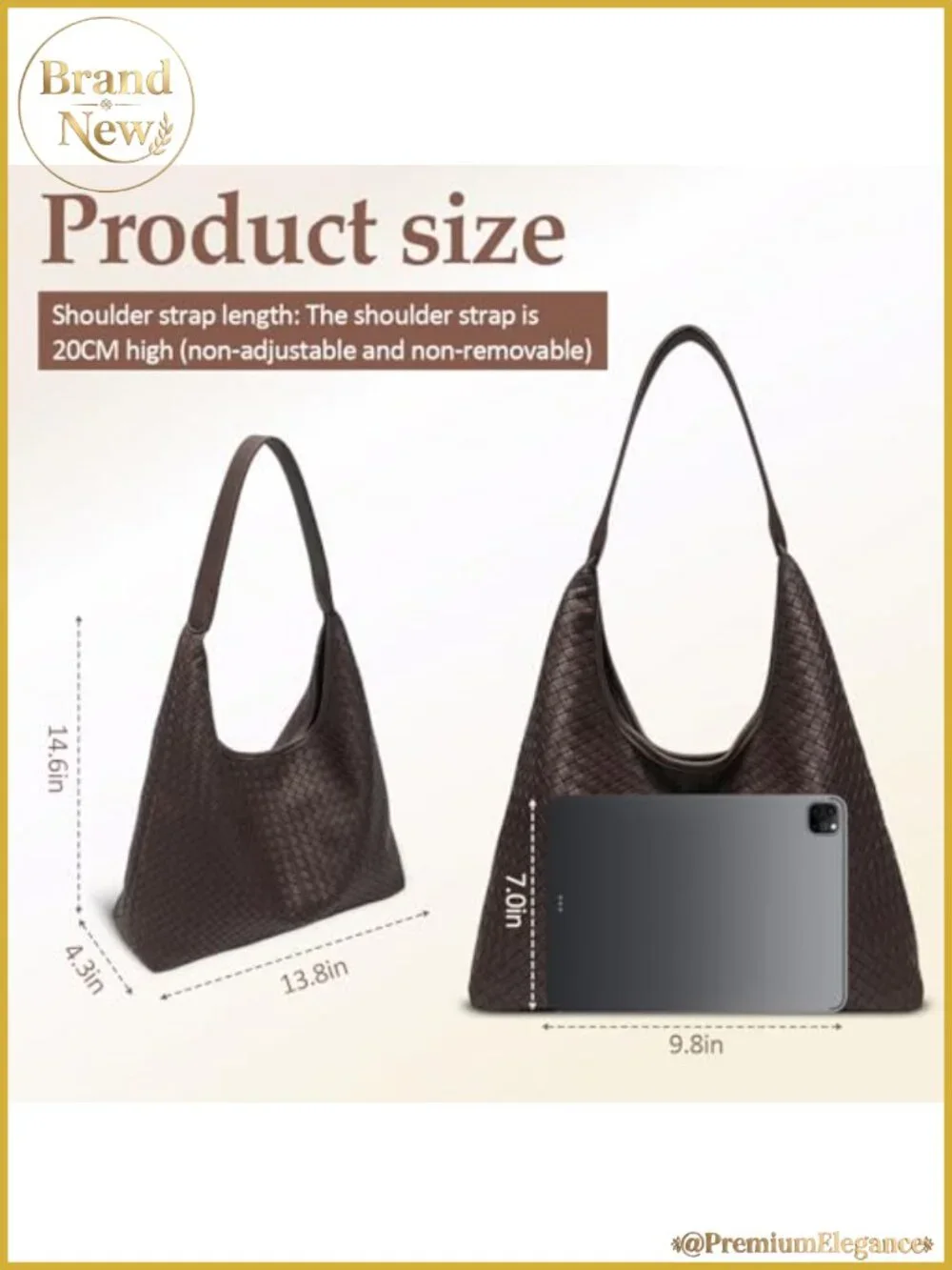 Woven Textured Vegan Leather Hobo Tote Bag Large Slouchy Shoulder Purse